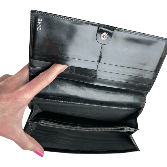 ❌SOLD🖤Vintage Gucci Patent Leather Bifold Long Wallet - Picture 11 of 15